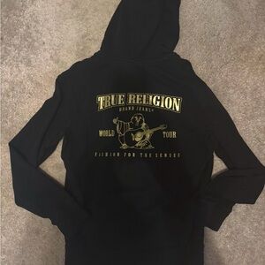 True Religion Black Hoodie with Gold Logo